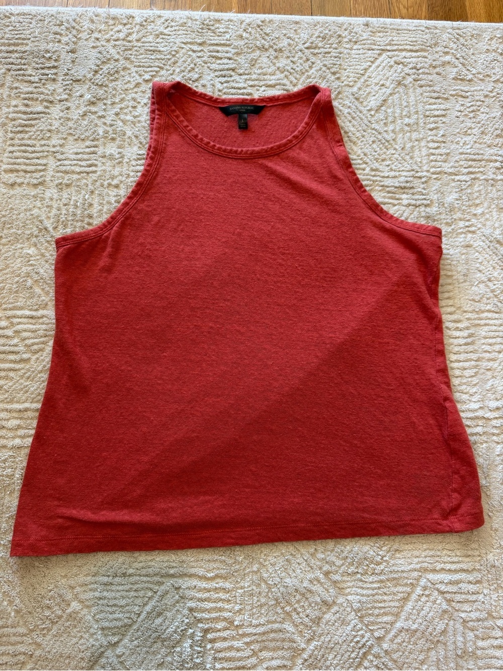 Banana Republic 100% Linen Sleeveless Tank Top Coral Red Size Large Summer 2022